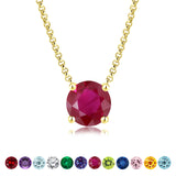 Beautiful 1 Carat Round Cut - Ruby - July Birthstone Solitaire Pendant Necklace in 18k White Gold over Silver, Female, Adult