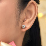 Certified 4 Prong 2 Carat Round Shaped Moissanite Solitaire Stud Earrings