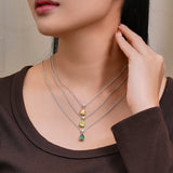 3.25 Carat Birthstones Round and Pear Cut Dangle Necklace