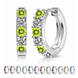 2 Carat August Birthstone - Peridot & Cubic Zirconia Hoop Earrings - Multicolor Birthstone Earrings in 18K White Gold Plating for Women