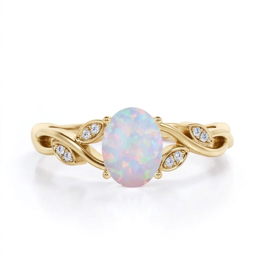 1.10 Ct Oval Cut Lab Opal Infinity Engagement Ring