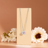 Solitaire 1 Carat Round Cut - Pink Tourmaline - October Birthstone Halo Pendant Necklace 18k White Gold plating over Silver, Adult, Female