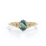 1.25 Carat Oval Moss Agate Leafy Engagement Ring