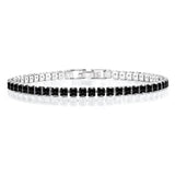 5.5 TCW Princess Cut Black Cubic Zirconia Tennis Bracelet for Women Eternity Design - White Gold Plating, Birthday, Anniversary, Valentine's Day Gift