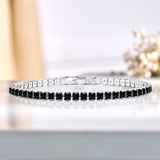 5.5 TCW Princess Cut Black Cubic Zirconia Tennis Bracelet for Women Eternity Design - White Gold Plating, Birthday, Anniversary, Valentine's Day Gift