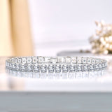 Huge 11 Carat Princess Cut April - Cubic Zirconia - Birthstone Tennis Bracelet for Women Eternity Design - White Gold Plating, Birthday, Anniversary, Valentine's Day Gift