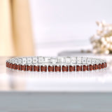 Huge 11 Carat Princess Cut January - Garnet - Birthstone Tennis Bracelet for Women Eternity Design - White Gold Plating, Birthday, Anniversary, Valentine's Day Gift