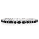 Huge 11 Carat Princess Cut Black Cubic Zirconia Tennis Bracelet for Women Eternity Design - White Gold Plating, Birthday, Anniversary, Valentine's Day Gift