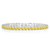 Huge 11 Carat Princess Cut November - Citrine - Birthstone Tennis Bracelet for Women Eternity Design - White Gold Plating, Birthday, Anniversary, Valentine's Day Gift