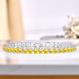 Huge 11 Carat Princess Cut November - Citrine - Birthstone Tennis Bracelet for Women Eternity Design - White Gold Plating, Birthday, Anniversary, Valentine's Day Gift