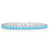 Huge 11 Carat Princess Cut December - Blue Topaz - Birthstone Tennis Bracelet for Women Eternity Design - White Gold Plating, Birthday, Anniversary, Valentine's Day Gift