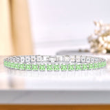 Huge 11 Carat Princess Cut August - Peridot - Birthstone Tennis Bracelet for Women Eternity Design - White Gold Plating, Birthday, Anniversary, Valentine's Day Gift