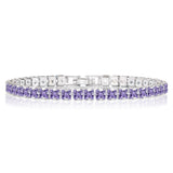Huge 11 Carat Princess Cut February - Amethyst - Birthstone Tennis Bracelet for Women Eternity Design - White Gold Plating, Birthday, Anniversary, Valentine's Day Gift