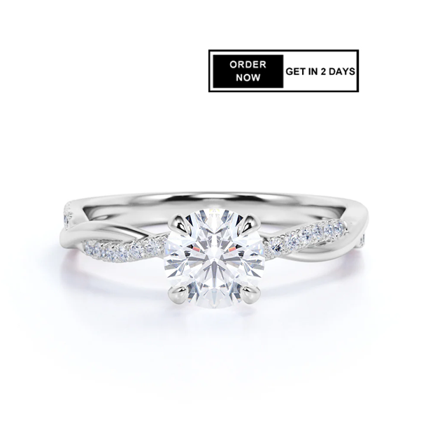 1.25 Ct Round Moissanite Twisted Engagement Ring