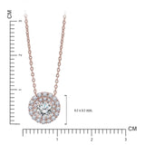 Lab Diamond 1 Carat Round Cut Double Halo Pendant Necklace