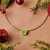 Beautiful 1 Carat Round Cut - Peridot - August Birthstone Solitaire Pendant Necklace in 18k White Gold over Silver, Female, Adult