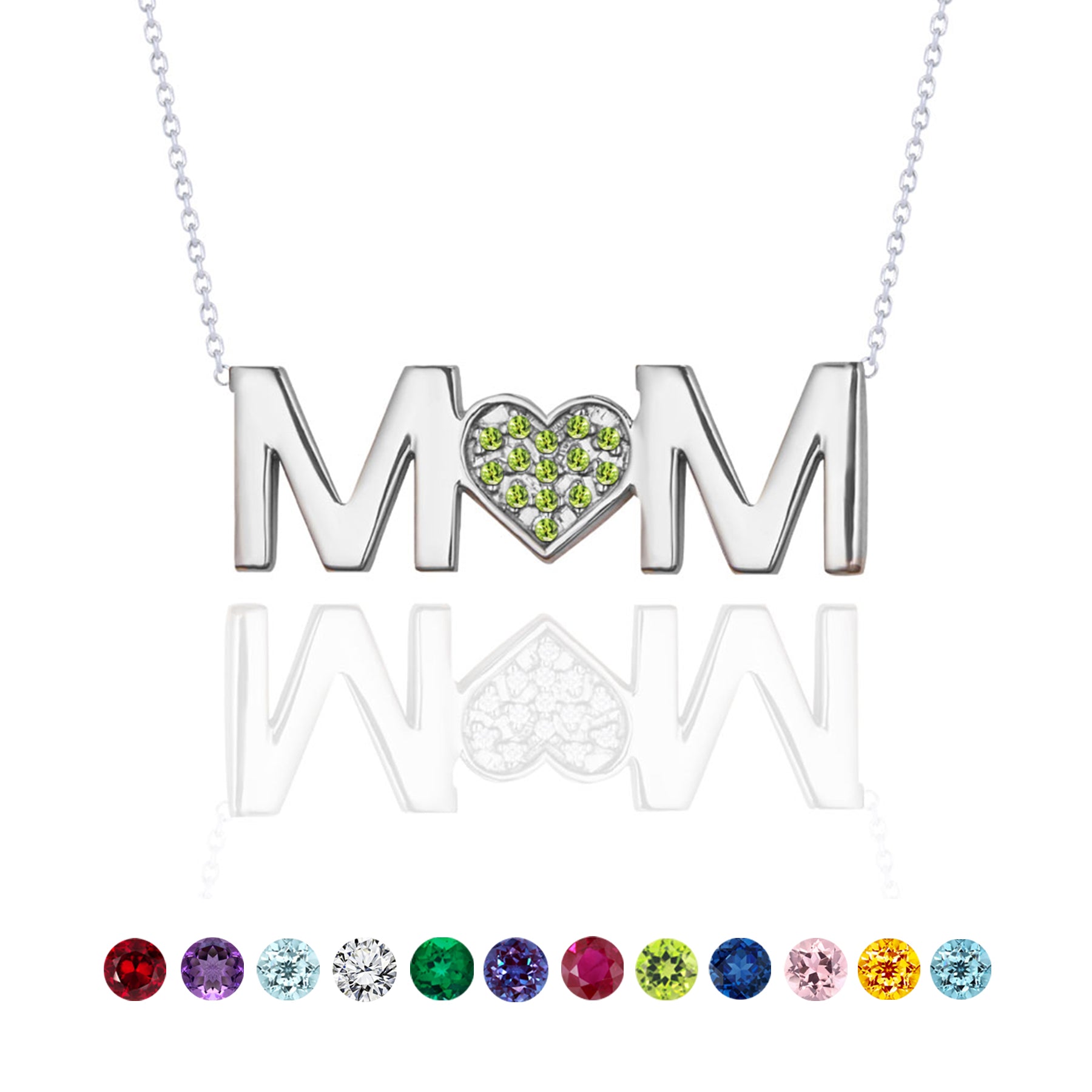 MOM Birthstone Pendant Necklace