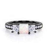 Trilogy 1.30 Ct Princess Cut Opal Engagement Ring
