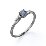 Seven Stone 0.75 Ct Round Salt and Pepper Diamond Engagement Ring