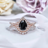 1.75 ct Pear Lab Black Diamond Infinity Engagement Ring