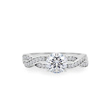 1.50 Carat Round Cut Moissanite And Diamond Solitaire Engagement Ring In White Gold