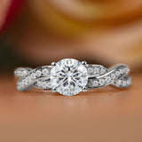 1.50 Carat Round Cut Moissanite And Diamond Solitaire Engagement Ring In White Gold