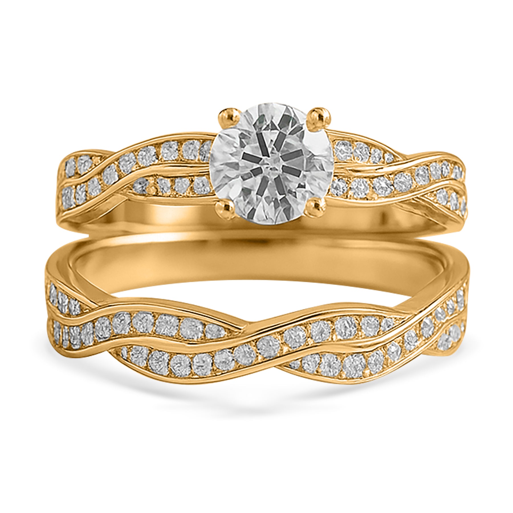 Certified 1 Carat Round Lab Diamond Bridal Set - Infinity Ring