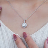 1 Carat Lab Diamond Milgrain Halo Pendant Necklace