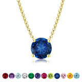 Beautiful 1 Carat Round Cut - Blue Sapphire - September Birthstone Solitaire Pendant Necklace in 18k White Gold over Silver, Female, Adult