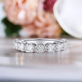 Lab Grown Diamond Round Prong Set Vintage Anniversary Ring in 18K White Gold Plated for Women