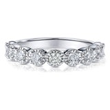 Lab Grown Diamond Round Prong Set Vintage Anniversary Ring in 18K White Gold Plated for Women