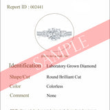 Certified 1 Ct Round Lab Diamond  Three Stone Pave Engagement Ring