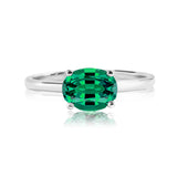 1.25 Carat Oval Cut Oval SWAROVSKI - May Birthstone Solitaire Engagement Ring in 18k White Gold Over Silver