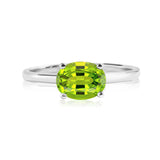 1.25 Carat Oval Cut Peridot SWAROVSKI - August Birthstone Solitaire Engagement Ring in 18k White Gold Over Silver