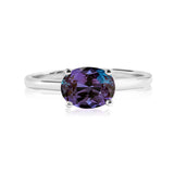 1.25 Carat Oval Cut Alexandrite SWAROVSKI - June Birthstone Solitaire Engagement Ring in 18k White Gold Over Silver