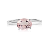 1.25 Carat Oval Cut Pink Tourmaline SWAROVSKI - October Birthstone Solitaire Engagement Ring in 18k White Gold Over Silver