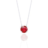 1 Carat Round Cut Lab-Created Ruby Solitaire Pendant Necklace in 18k White Gold Over Silver