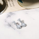 Sparkling 1.25 Ct Round cut Certified Lab Diamond Halo Drop Earrings in 18K White Gold Plating over Silver for Women