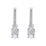 Sophisticated 1 Ct Round cut Certified Lab Diamond Pave Hoop Earrings in 18K White Gold Plating over Silver for Women