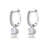 Sophisticated 1 Ct Round cut Certified Lab Diamond Pave Hoop Earrings in 18K White Gold Plating over Silver for Women