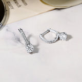 Sophisticated 1 Ct Round cut Certified Lab Diamond Pave Hoop Earrings in 18K White Gold Plating over Silver for Women