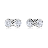 Elegant 1 Ct Round cut Certified Lab Diamond Infinity Loop Stud Earrings in 18K White Gold Plating over Silver for Women