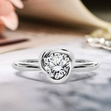 Certified 1 Carat Round Lab Diamond Petite Twist Engagement Ring