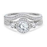 1.30 Ct Round Lab Diamond  -  Vintage Accent Bridal Set