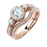 1.30 Ct Round Lab Diamond  -  Vintage Accent Bridal Set