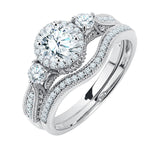 1.30 Ct Round Lab Diamond  -  Vintage Accent Bridal Set