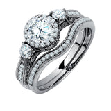 1.30 Ct Round Lab Diamond  -  Vintage Accent Bridal Set