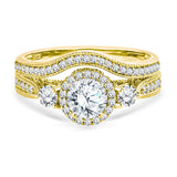 1.30 Ct Round Lab Diamond  -  Vintage Accent Bridal Set