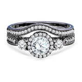 1.30 Ct Round Lab Diamond  -  Vintage Accent Bridal Set