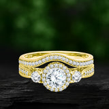 1.30 Ct Round Lab Diamond  -  Vintage Accent Bridal Set
